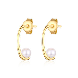 Pearl Moon Stud Earrings Sterling Silver Gold Stud